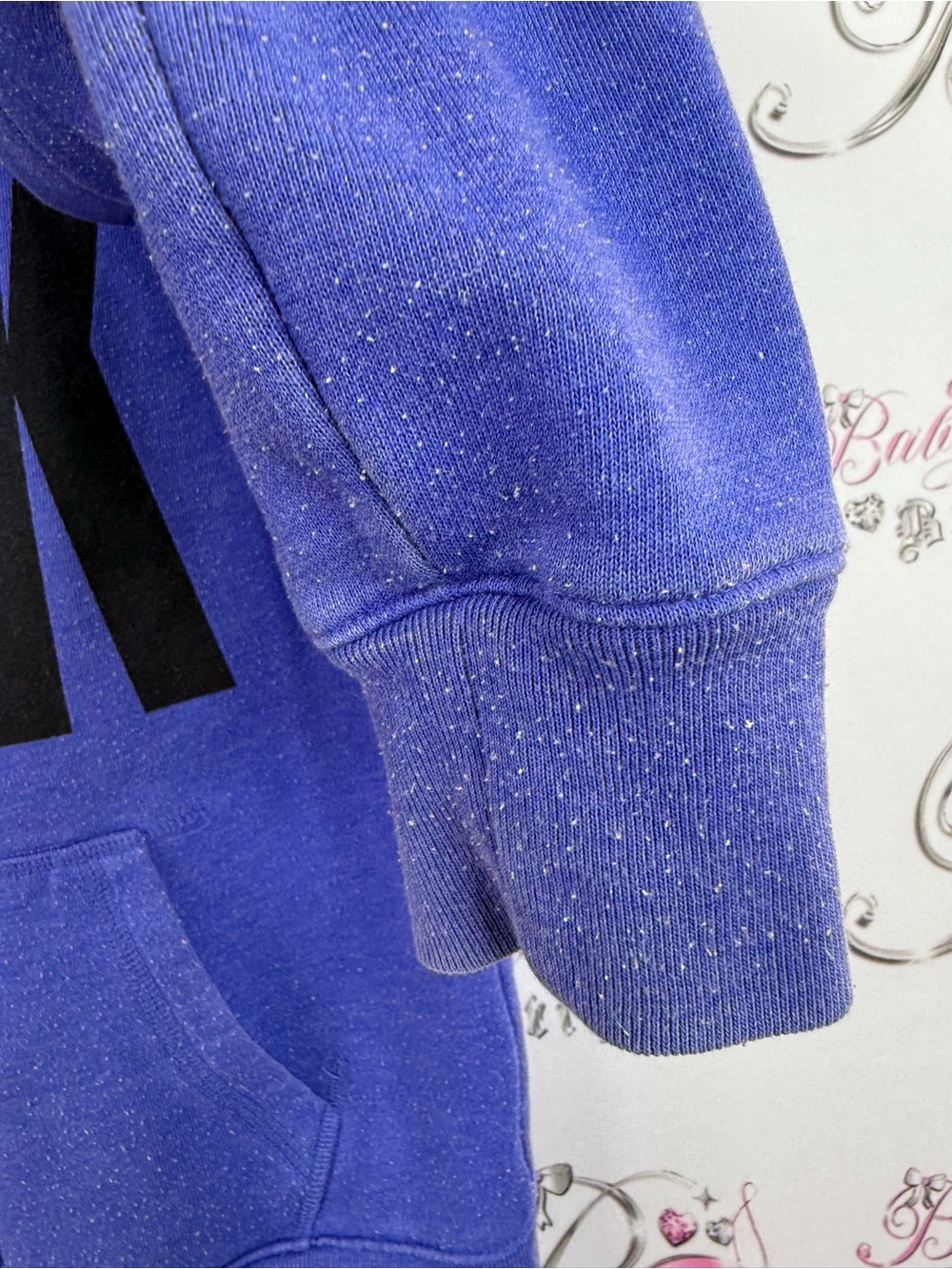 PINK Victoria's Secret Blue Zip-Up Hoodie with Black Logo sweater - Picture 4 of 8